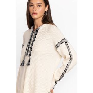 Johnny Was Womens Beltran Wool Cashmere Blend Whipstitch Baja Hoodie Cream Small